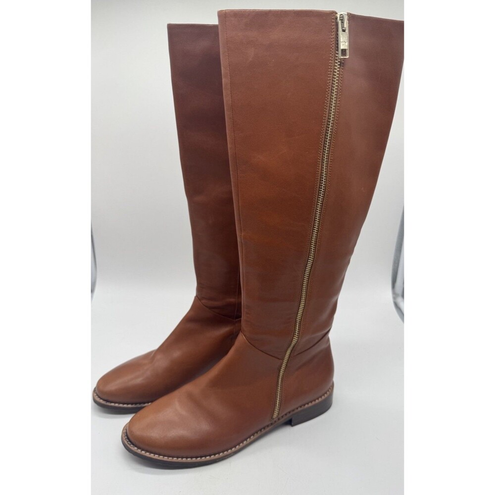Elaine Turner boots Size 8.5 Cognac Leather Zip Equastrian  Knee Tall Never Worn